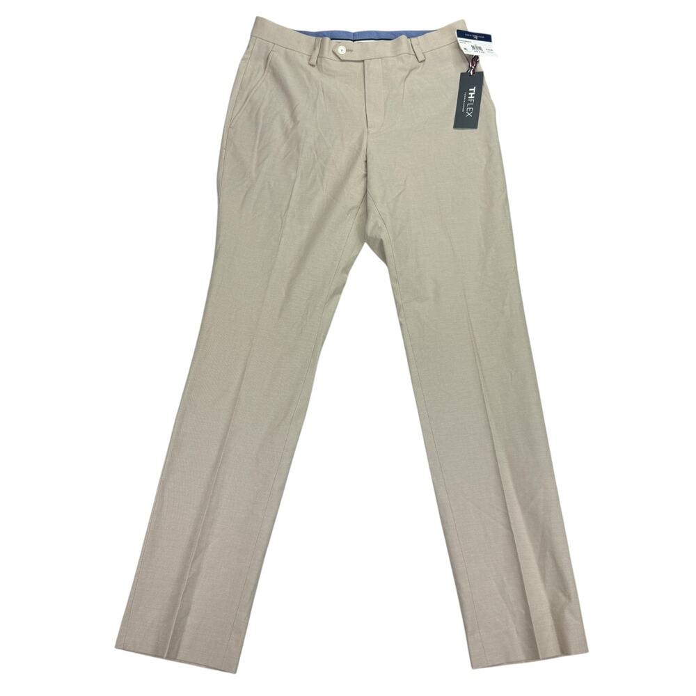 Tommy Hilfiger Mens Modern Fit TH Flex Stretch Chambray Suit Pants Tan 30x32